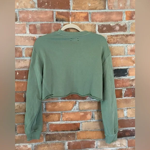 PANGAIA 365 cropped sweatshirt olive sage green size small crewneck - Picture 5 of 8